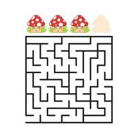 A colored square labyrinth with an entrance and an exit. Difficulty level. Lovely toon. Simple flat vector illustration isolated on white background.