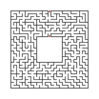 Black abstract square maze with a place for your image. An interesting and useful game for kids. A simple flat vector illustration isolated on a white background.