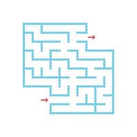 A colored square labyrinth with an entrance and an exit. Simple flat vector illustration isolated on white background. With a place for your drawings