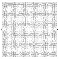 Abstract complex square maze with entrance and exit. An interesting game for children and adults. A mysterious puzzle. Vector illustration isolated on white background.