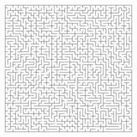 Abstract complex square maze with entrance and exit. An interesting game for children and adults. A mysterious puzzle. Vector illustration isolated on white background.