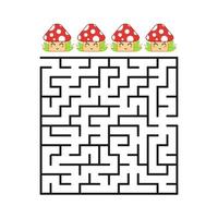 A colored square labyrinth with an entrance and an exit. Difficulty level. Lovely toon. Simple flat vector illustration isolated on white background.