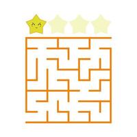 A colored square labyrinth with an entrance and an exit. Difficulty level. Lovely toon. Simple flat vector illustration isolated on white background.