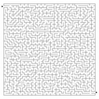 Abstract complex square maze with entrance and exit. An interesting game for children and adults. A mysterious puzzle. Vector illustration isolated on white background.