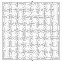 Abstract complex square maze with entrance and exit. An interesting game for children and adults. A mysterious puzzle. Vector illustration isolated on white background.