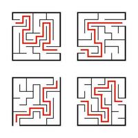 A set of mazes. Game for kids. Puzzle for children. Labyrinth conundrum. Vector illustration.