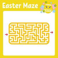 Maze. Game for kids. Funny labyrinth. Activity page. Puzzle for children. Cartoon style. Riddle for preschool. Education developing worksheet. Color vector illustration.