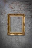 vintage picture frame on grunge wall. photo