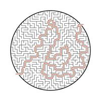 Abstract round maze. Game for kids. Puzzle for children. One entrance, one exit. Labyrinth conundrum. Flat vector illustration isolated on white background. With answer.