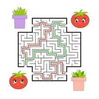 Funny maze. Game for kids. Puzzle for children. Cartoon style. Labyrinth conundrum. Color vector illustration. The development of logical and spatial thinking.