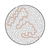 Abstract round maze. Game for kids. Puzzle for children. One entrance, one exit. Labyrinth conundrum. Flat vector illustration isolated on white background. With answer.