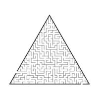 Complicated large triangular labyrinth. Game for kids and adults. Puzzle for children. Labyrinth conundrum. Flat vector illustration isolated on white background.