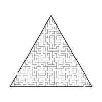 Complicated large triangular labyrinth. Game for kids and adults. Puzzle for children. Labyrinth conundrum. Flat vector illustration isolated on white background.