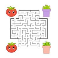 Funny maze. Game for kids. Puzzle for children. Cartoon style. Labyrinth conundrum. Color vector illustration. The development of logical and spatial thinking.