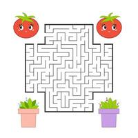 Funny maze. Game for kids. Puzzle for children. Cartoon style. Labyrinth conundrum. Color vector illustration. The development of logical and spatial thinking.