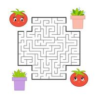 Funny maze. Game for kids. Puzzle for children. Cartoon style. Labyrinth conundrum. Color vector illustration. The development of logical and spatial thinking.