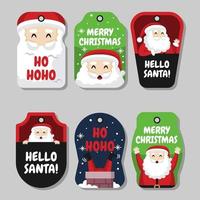 Christmas Day Labels wih  Funny and Happy Santa Claus Characters vector