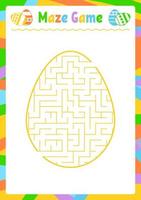 Color oval labyrinth. Kids worksheets. Activity page. Game puzzle for children. Egg, holiday, Easter. Maze conundrum. Vector illustration. With answer.