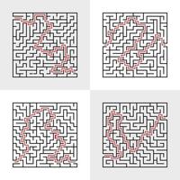 A set of mazes. Game for kids. Puzzle for children. Labyrinth conundrum. Flat vector illustration.