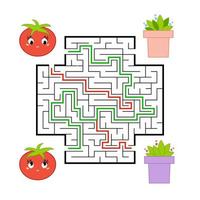 Funny maze. Game for kids. Puzzle for children. Cartoon style. Labyrinth conundrum. Color vector illustration. The development of logical and spatial thinking.