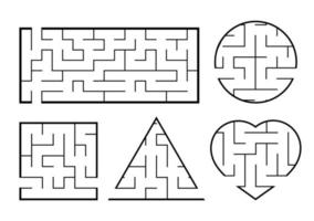 A set of mazes. Game for kids. Puzzle for children. Labyrinth conundrum. Vector illustration.