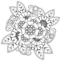 mehndi flower decorative ornament in ethnic oriental style, doodle ornament, outline hand draw. coloring book page. vector