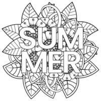Hello Summer banner template with mehndi flower vector