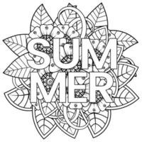 Hello Summer banner template with mehndi flower vector