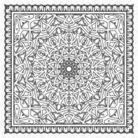 Outline square flower pattern in mehndi style for coloring book page vector