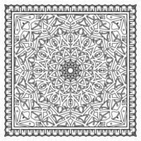 Outline square flower pattern in mehndi style for coloring book page vector