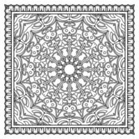 Outline square flower pattern in mehndi style for coloring book page vector