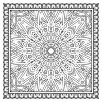 Outline square flower pattern in mehndi style for coloring book page vector