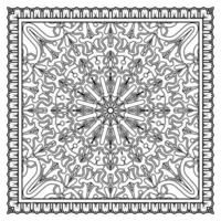 Outline square flower pattern in mehndi style for coloring book page vector