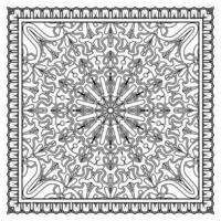 Outline square flower pattern in mehndi style for coloring book page vector