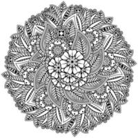 Circular pattern in the form of mandala with flower for henna, mehndi, tattoo, decoration. vector