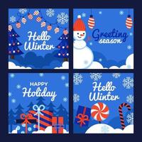 Accesorios navideños y saludos de temporada de adornos. vector