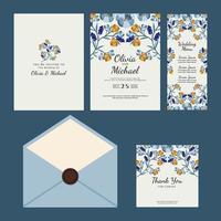 Floral Winter Wedding Invitation Set vector