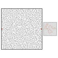 Abstract square maze. Game for kids. Puzzle for children. One entrance, one exit. Labyrinth conundrum. Flat vector illustration isolated on white background. With answer.