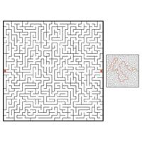 Abstract square maze. Game for kids. Puzzle for children. One entrance, one exit. Labyrinth conundrum. Flat vector illustration isolated on white background. With answer.