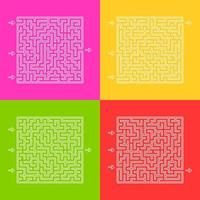 A set of mazes. Game for kids. Puzzle for children. Maze conundrum. Cartoon style. Visual worksheets. Activity page. Color vector illustration.