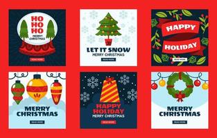 Plantilla de saludo de temporada de redes sociales con adornos navideños y chucherías vector