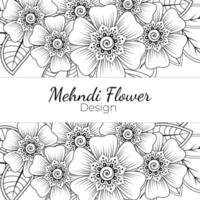 Outline square flower pattern in mehndi style for coloring book page vector