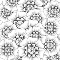 Outline square flower pattern in mehndi style for coloring book page vector