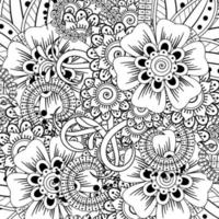 Outline square flower pattern in mehndi style for coloring book page vector