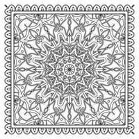 Outline square flower pattern in mehndi style for coloring book page vector