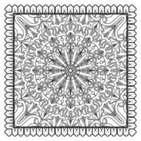 Outline square flower pattern in mehndi style for coloring book page vector