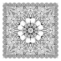 mehndi flower, decorative ornament in ethnic oriental style, doodle ornament, outline hand draw. coloring book page. vector