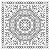 Outline square flower pattern in mehndi style for coloring book page vector