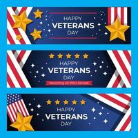 feliz día de los veteranos banner set vector