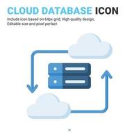 Cloud database icon vector with flat color style isolated on white background. Vector illustration data server sign symbol icon concept for digital IT, industry, technology, apps, web, UI and project